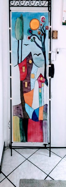 pittura su stoffa di Melina Mannino effettuata durante la quarantena