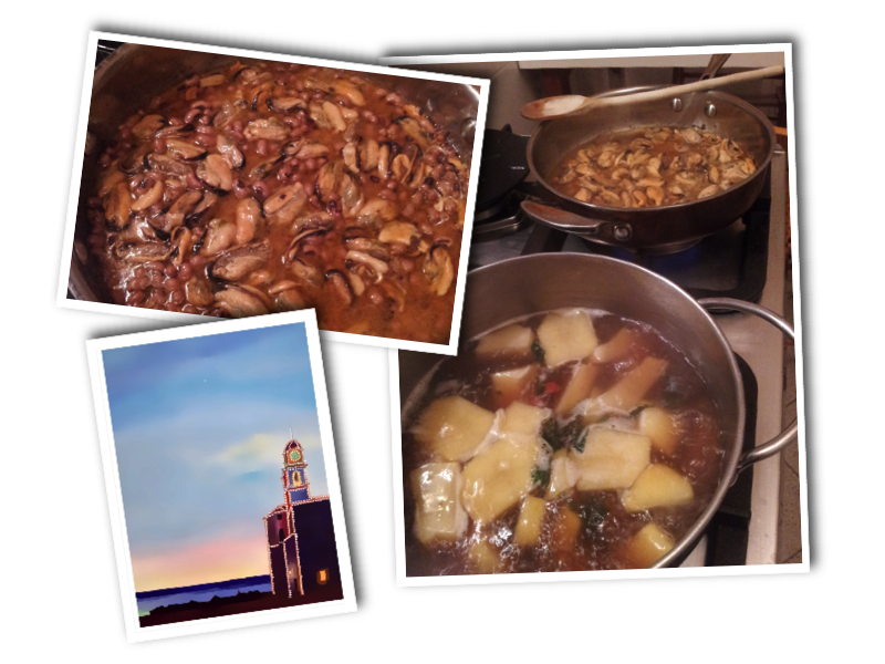 cozze di La Spezia , fagioli di borzonasca e patate di santa giulia...ortica e peperoncino dal terrazzo