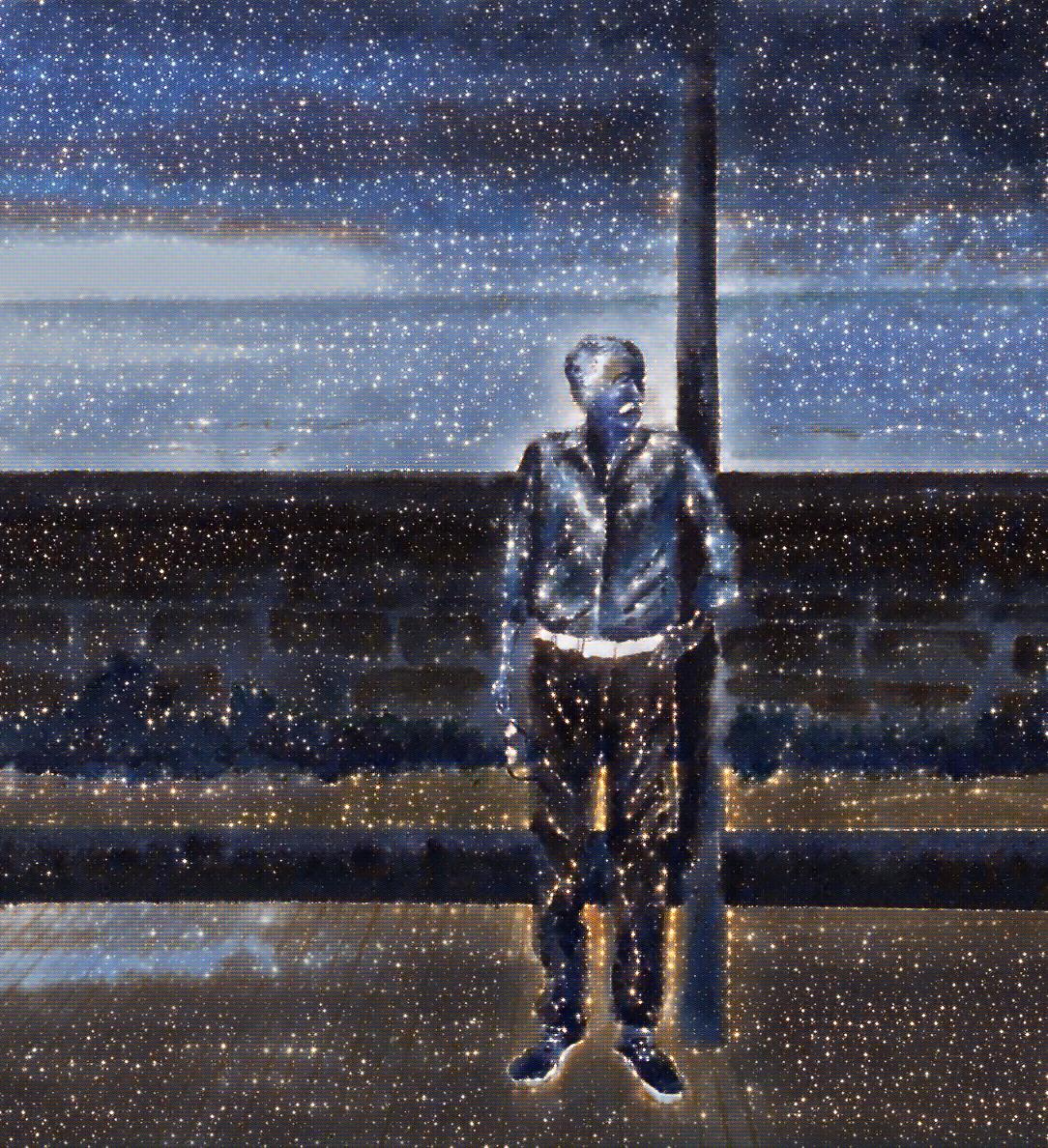 la notte di san Lorenzo , autoritratto di Angelo Franzini alla stazione di Cavi