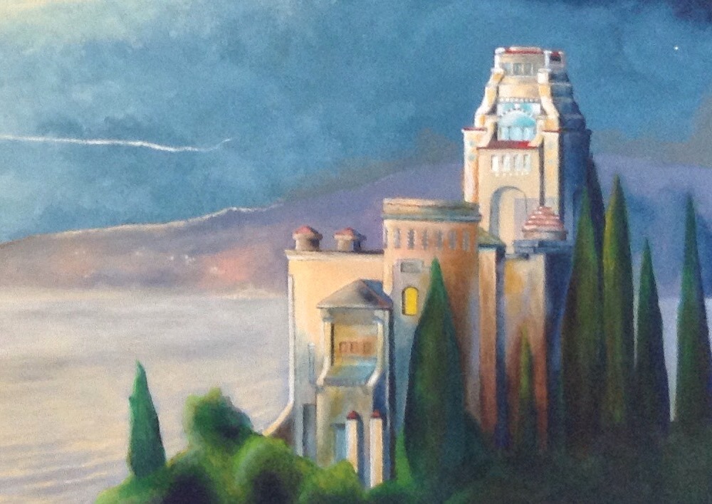 il castello di Sem Benelli in un dipinto di Angelo Franzini (particolare)